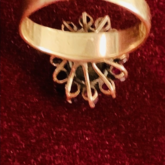 18k solid yellow gold Art Deco era opal ruby ring - Picture 10 of 11